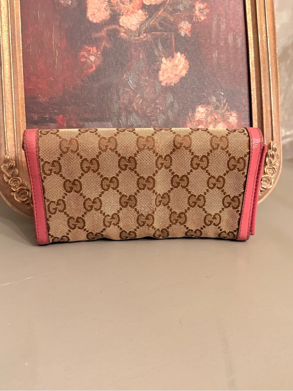 Vintage Gucci Interlocking G Canvas Continental Flap Wallet with Pink Leather - Picture 14 of 16
